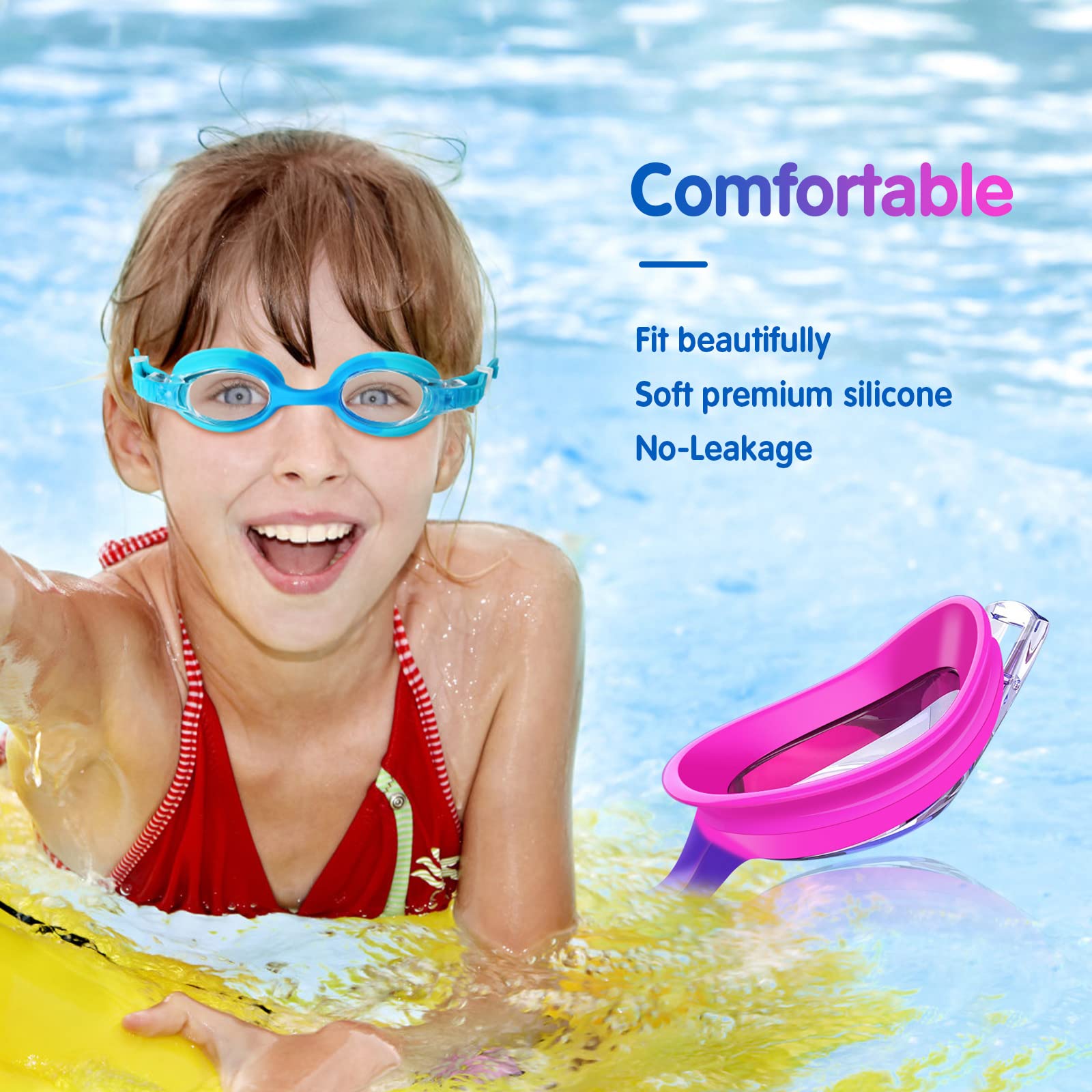 Proberos Swimming Goggles for Kids 6-14 with Case, Nose Clip and Earplugs, Anti-Fog No Leak Swimming Goggles for Boys Girls (Pink) Proberos Swimming Goggles for Kids 6-14 with Case, Nose Clip and Earplugs, Anti-Fog No Leak Swimming Goggles for Boys Girls (Pink)